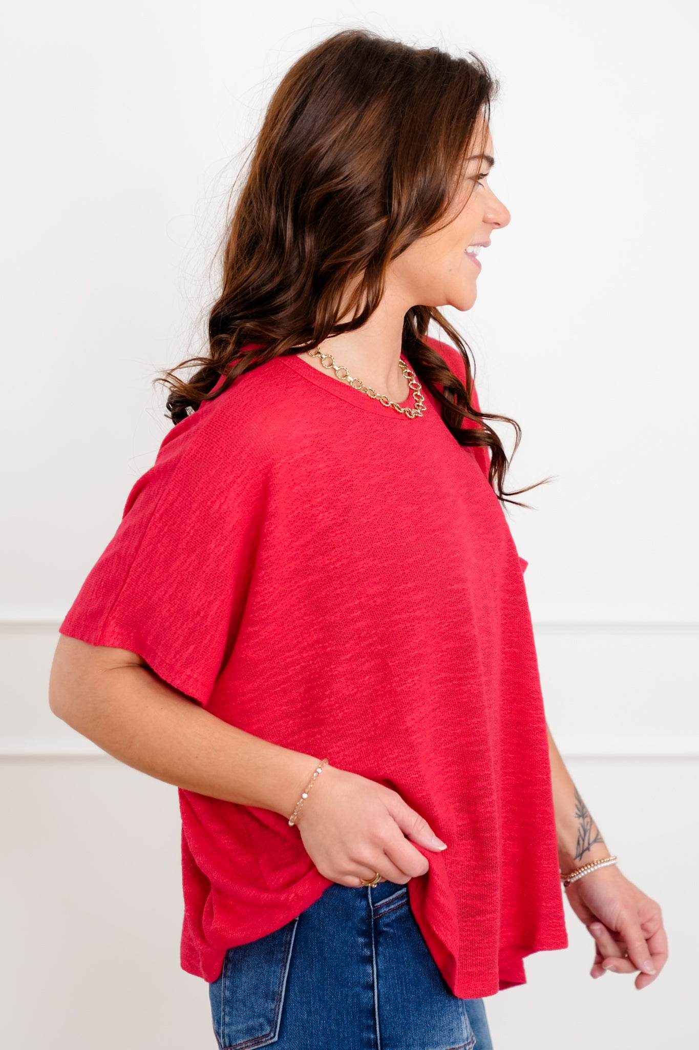 Door Buster! Zenana Oversized Slub Hacci Top with Pocket