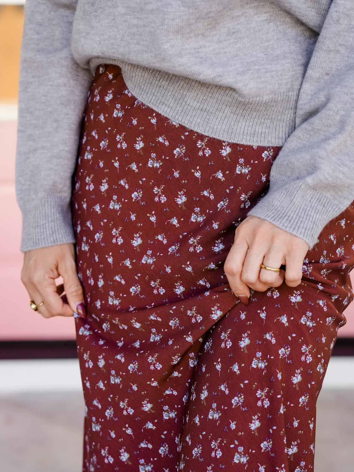 Floral Print Elastic Waist Maxi Skirt - Freckled Poppy