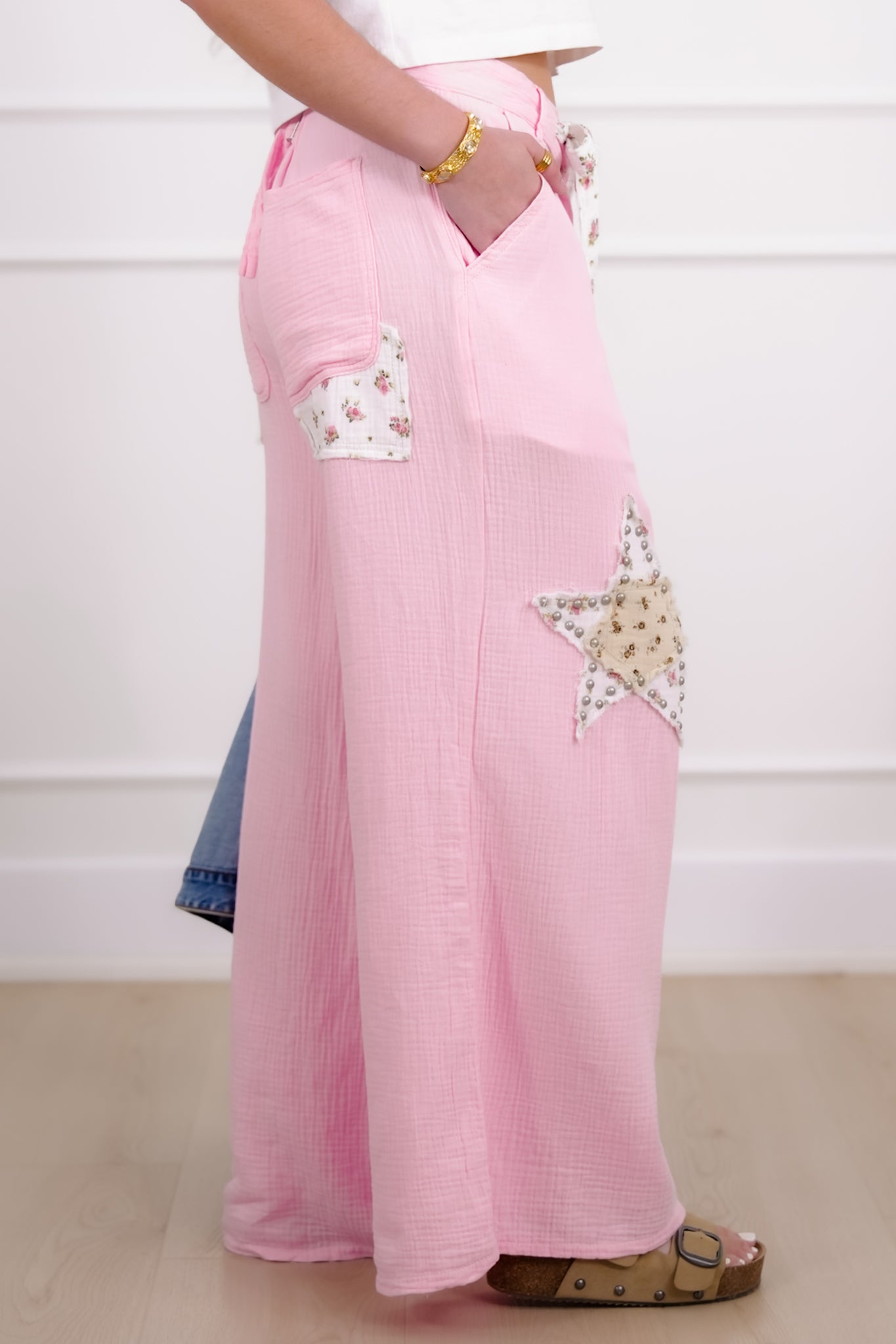 POL Star Patch High Rise Wide Leg Pants