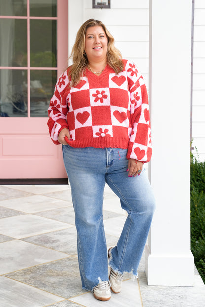 POL Long Sleeve V Neck Pullover Sweater Top