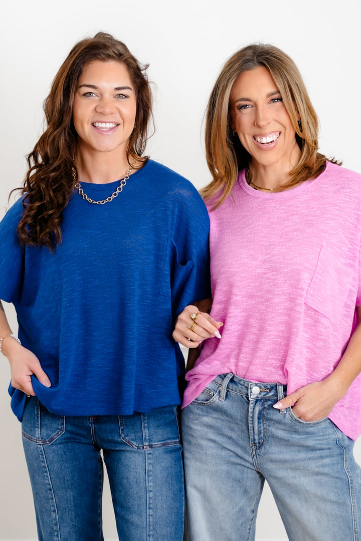 Door Buster! Zenana Oversized Slub Hacci Top with Pocket