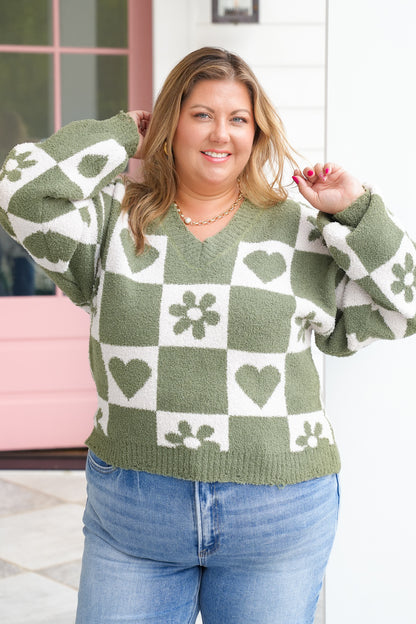 POL Long Sleeve V Neck Pullover Sweater Top