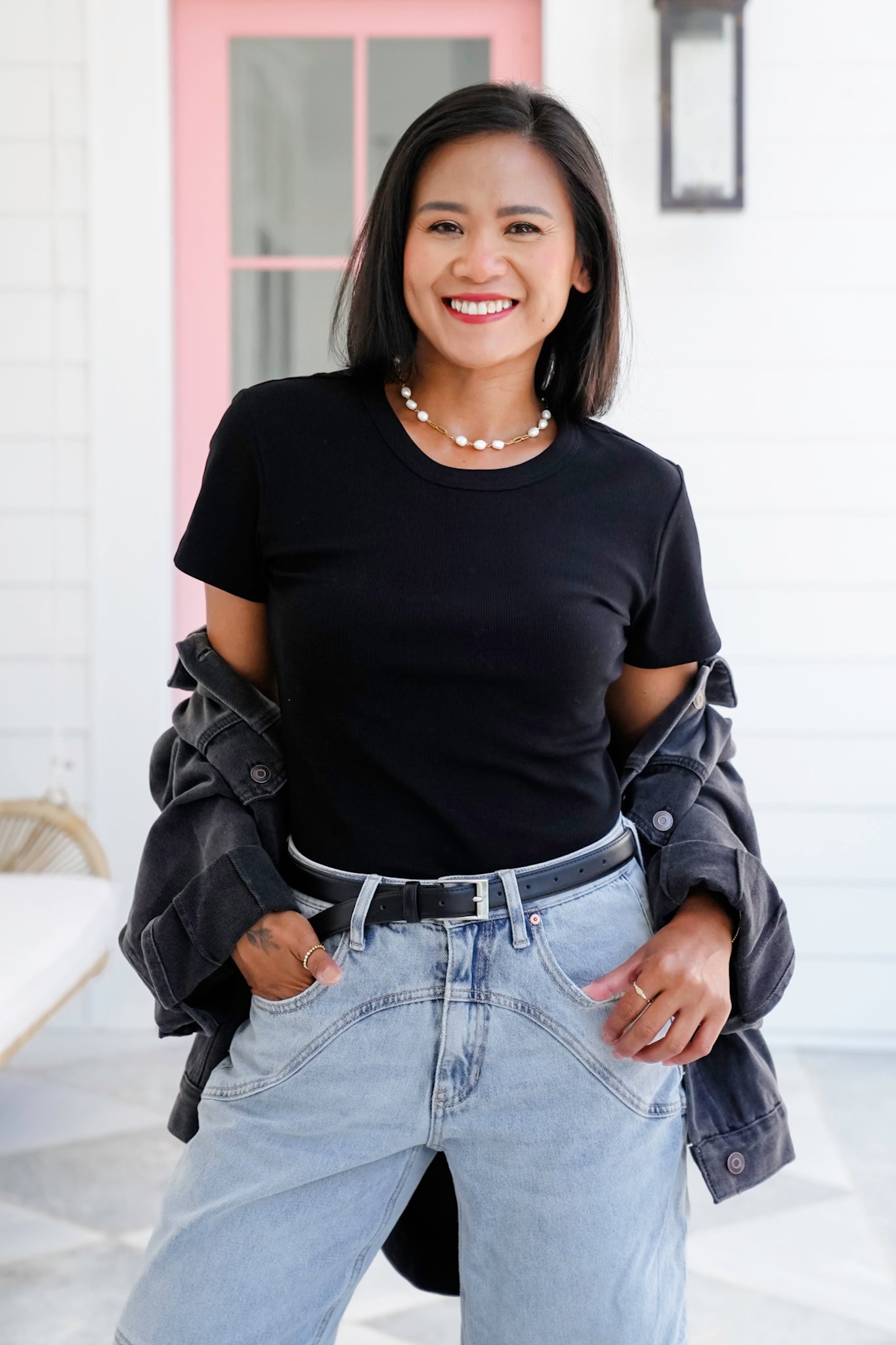 Ribbed Knit Short Sleeve Round Neck Top