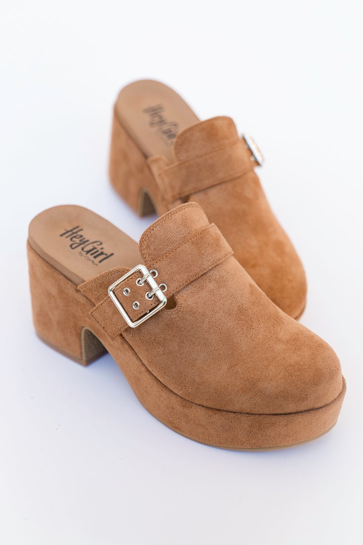 Corky's "Tell Me More" Chunky Heel Vegan Suede Buckle Platform