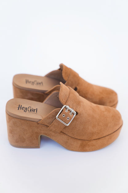 Corky's "Tell Me More" Chunky Heel Vegan Suede Buckle Platform