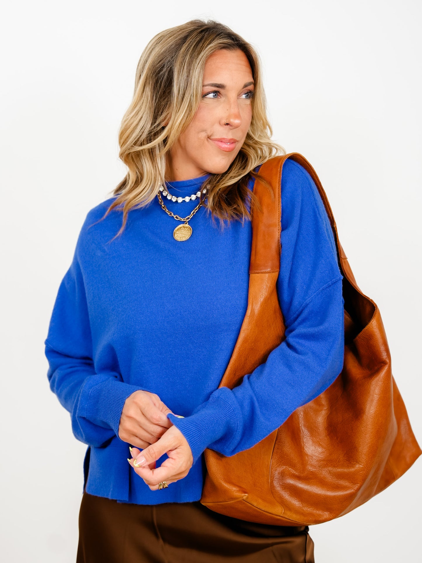 Solid Long Sleeve Mock Neck Pullover Sweater