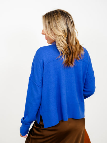 Solid Long Sleeve Mock Neck Pullover Sweater