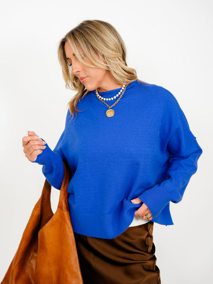 Solid Long Sleeve Mock Neck Pullover Sweater