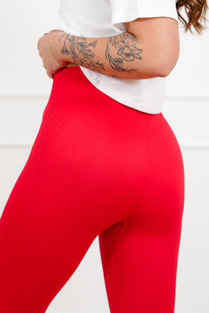 Red High Waisted Leggings