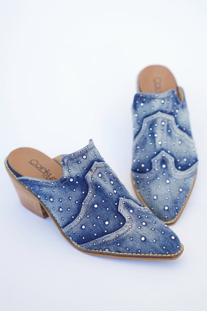 Corky's "Tex Mex" Rhinestone Chunky Heeled Western Mule