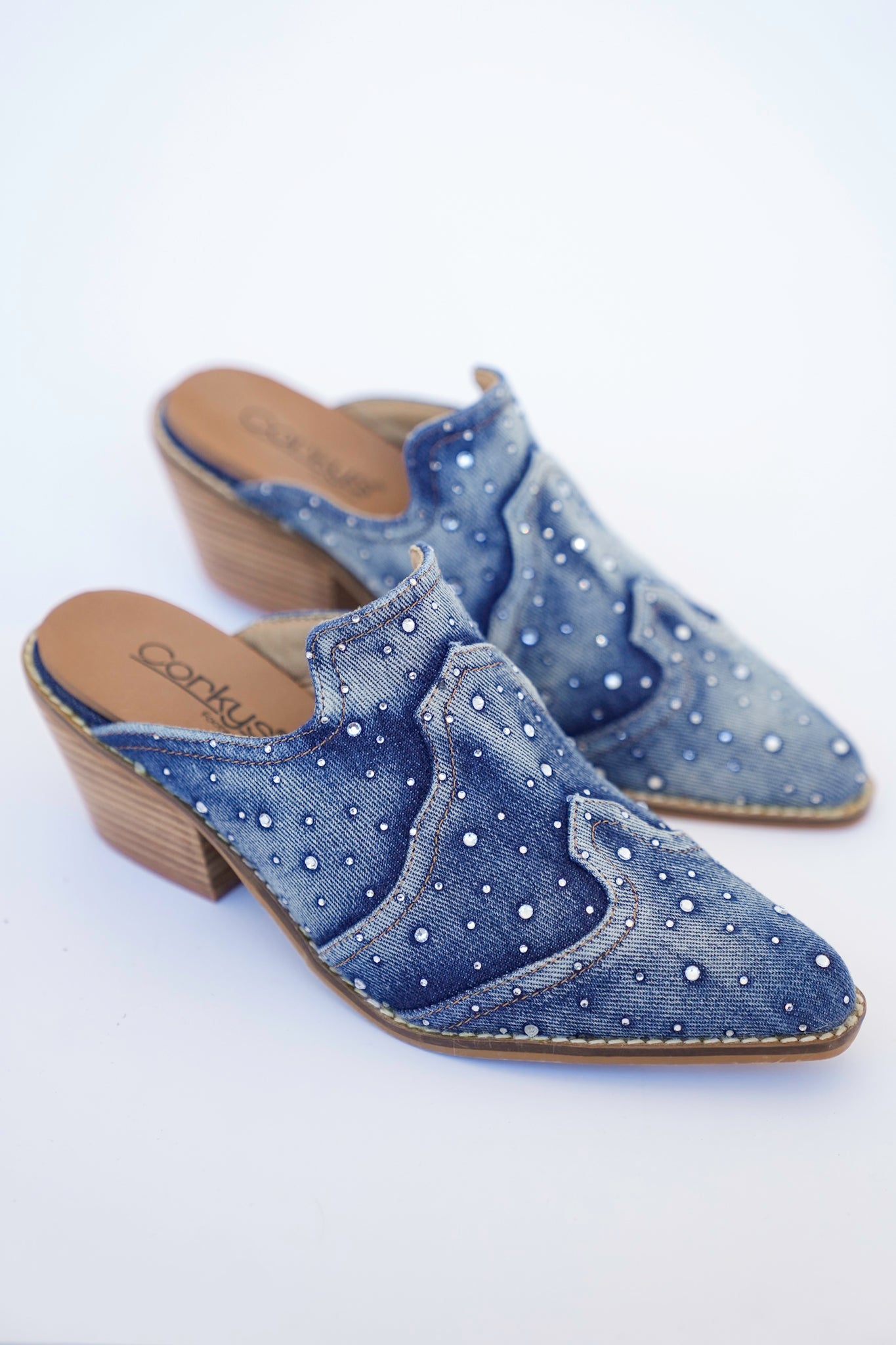 Corky's "Tex Mex" Rhinestone Chunky Heeled Western Mule