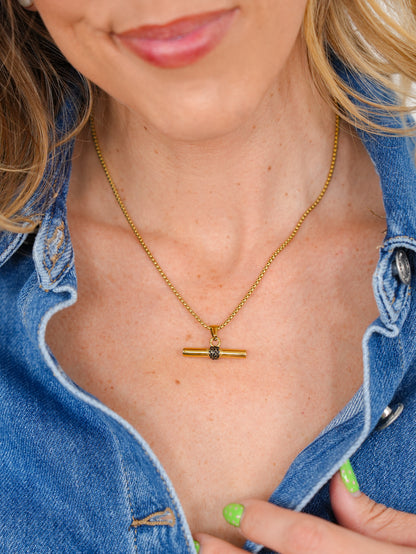Mila + Stevie Chelsea Black Bar Necklace