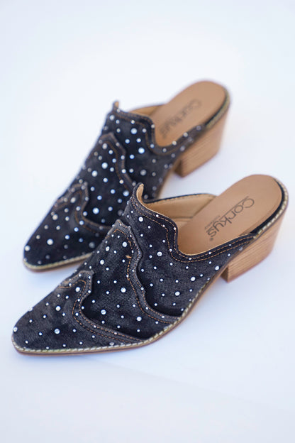Corky's "Tex Mex" Rhinestone Chunky Heeled Western Mule