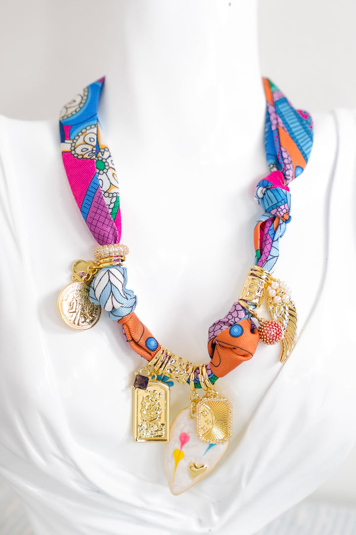 Gemelli Fallon Multi Charm Scarf Necklace