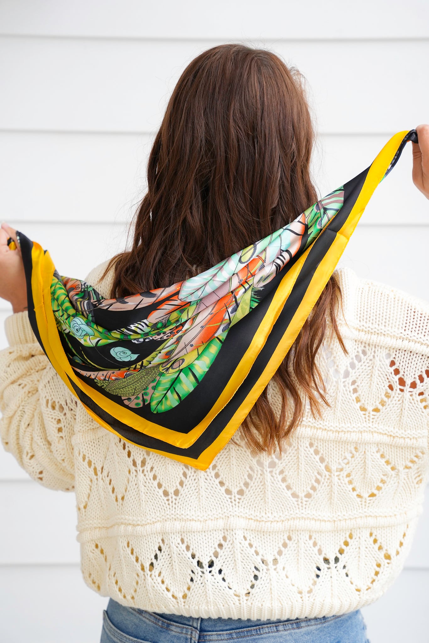 German Fuentes Feather Design Small Scarf