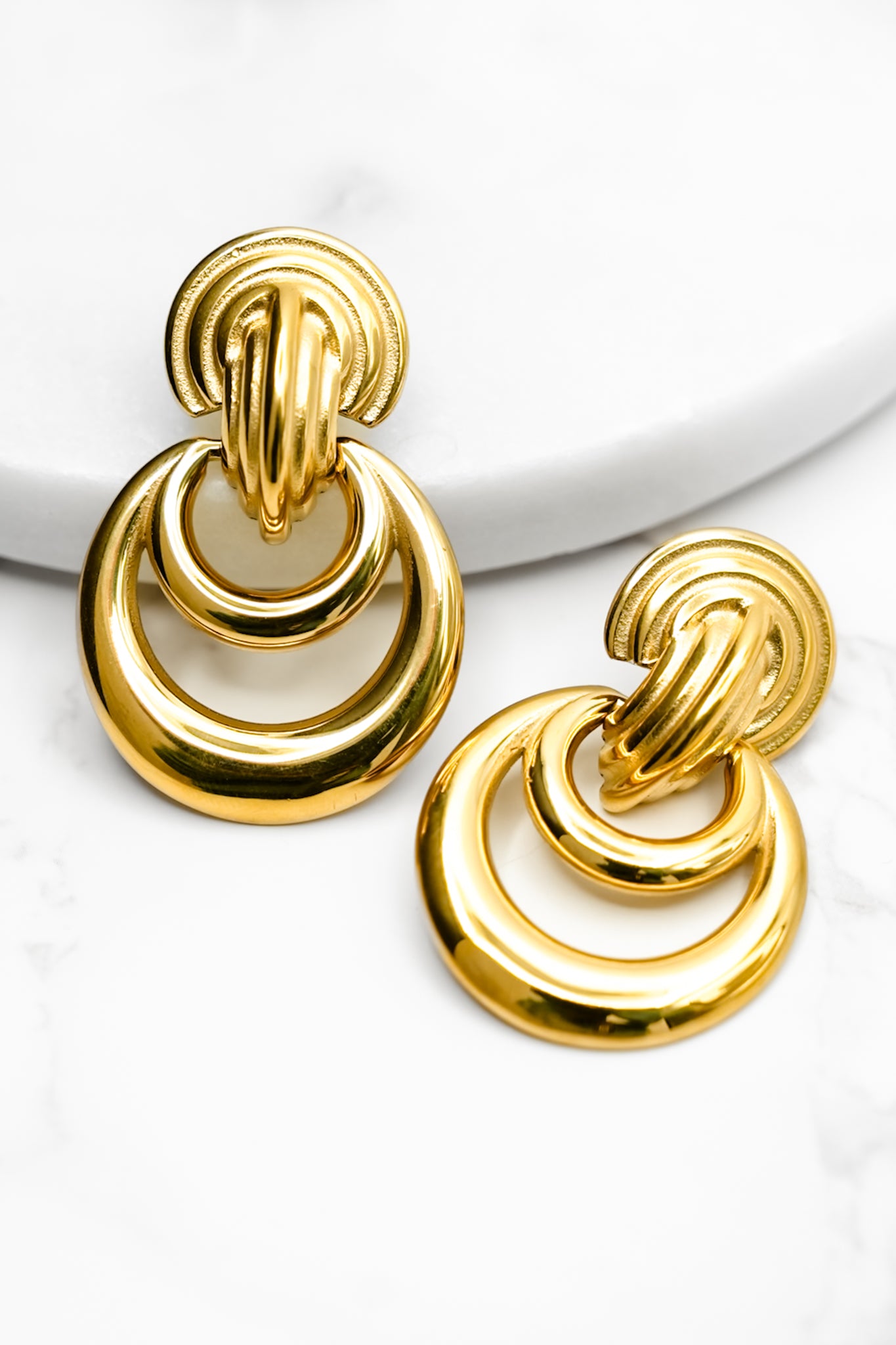 Treasure Jewels Milano Link Round Drop Stud Earrings