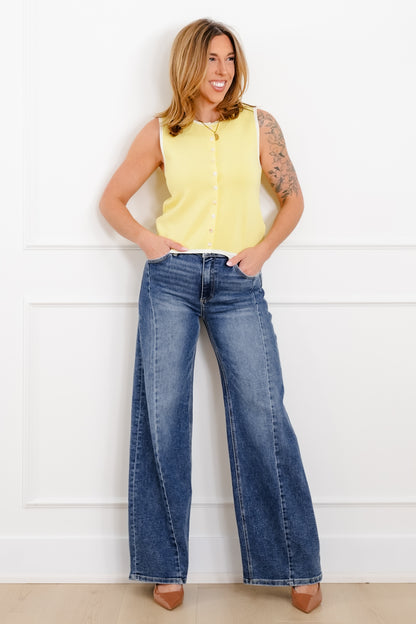 Solid Sleeveless Button Down Top