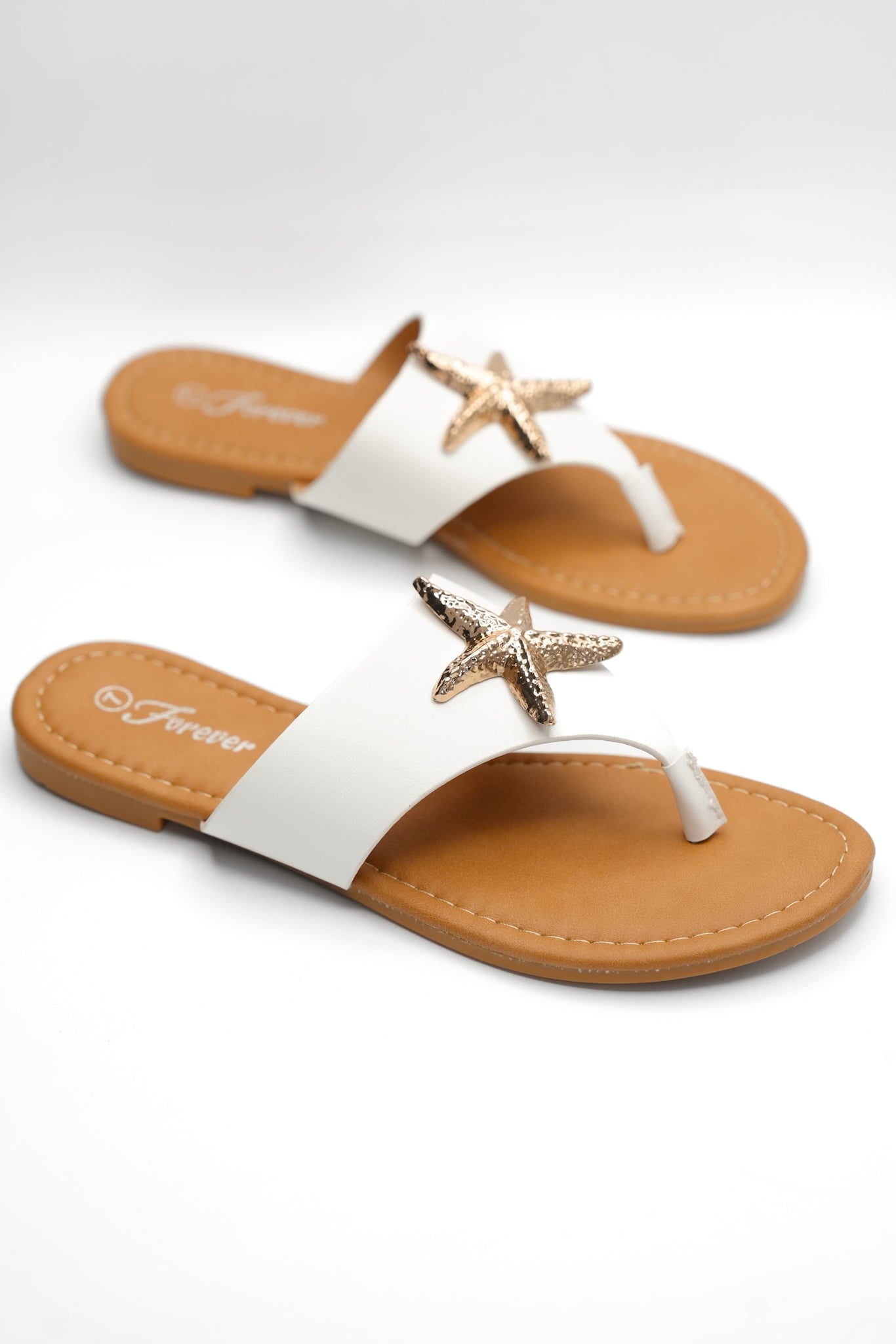 Woven Vegan Leather Starfish Accent Thong Sandal