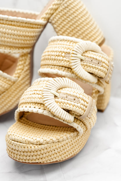 MIA Woven Raffia Double Buckle Platform Heel
