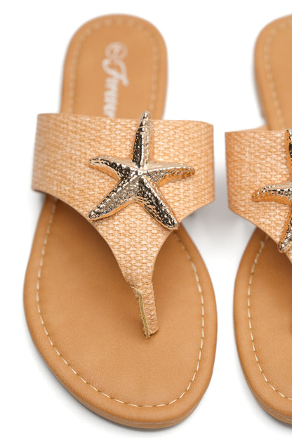 Woven Raffia Starfish Accent Thong Sandal