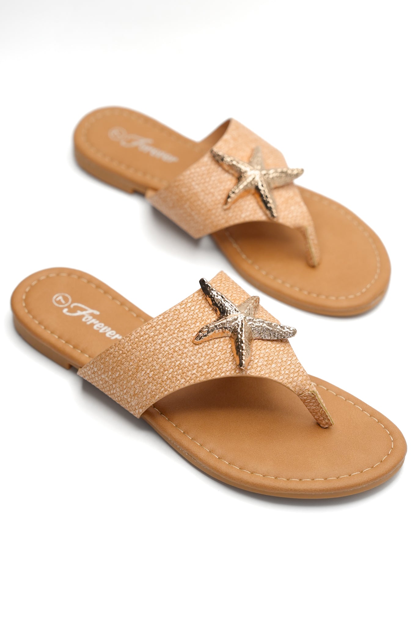 Woven Raffia Starfish Accent Thong Sandal