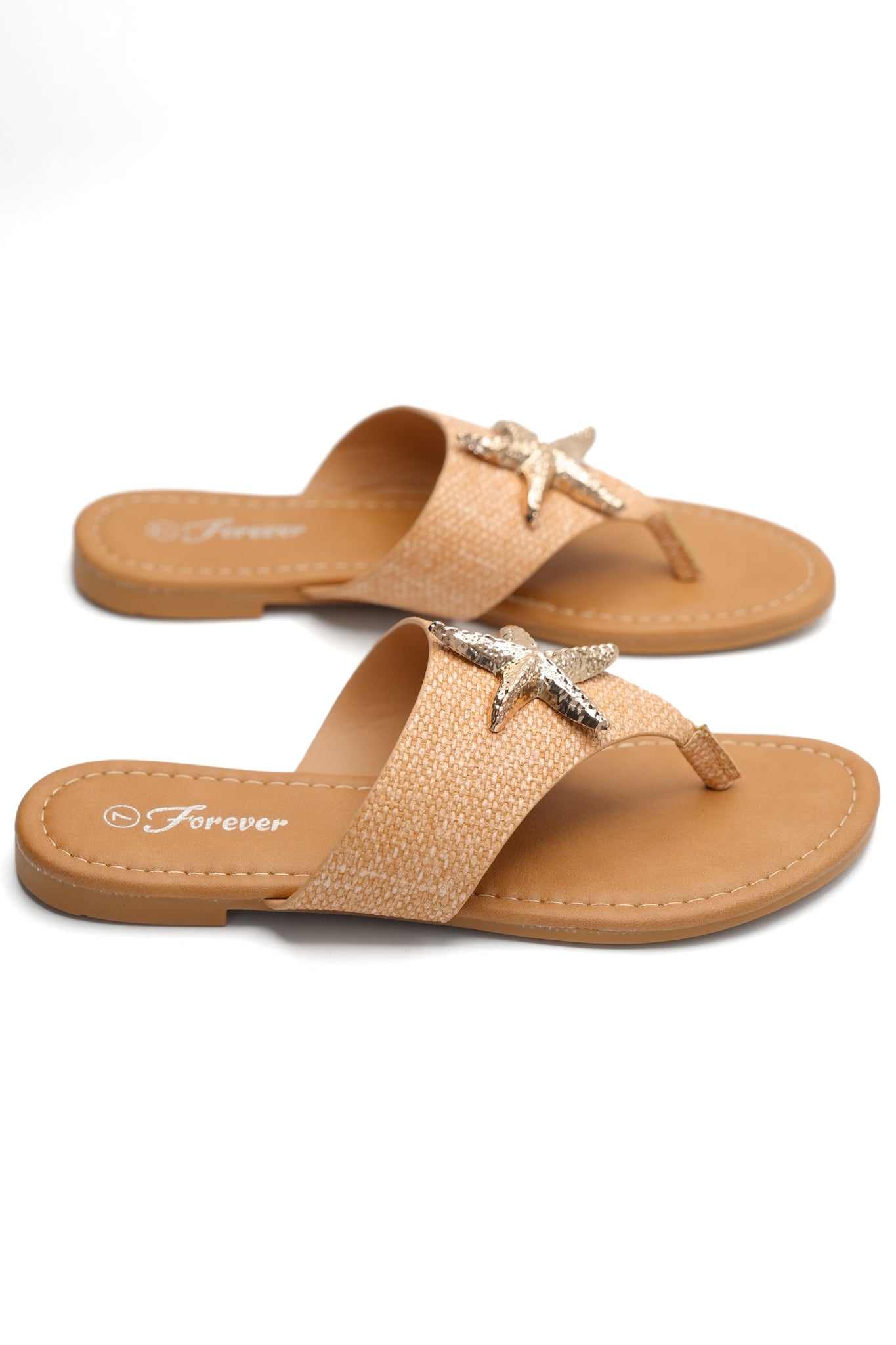 Woven Raffia Starfish Accent Thong Sandal