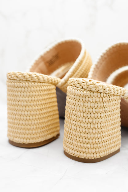 MIA Woven Raffia Double Buckle Platform Heel