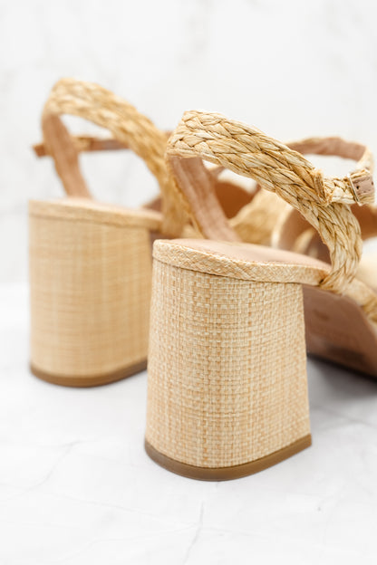MIA Braided Raffia Platform Heel Sandal