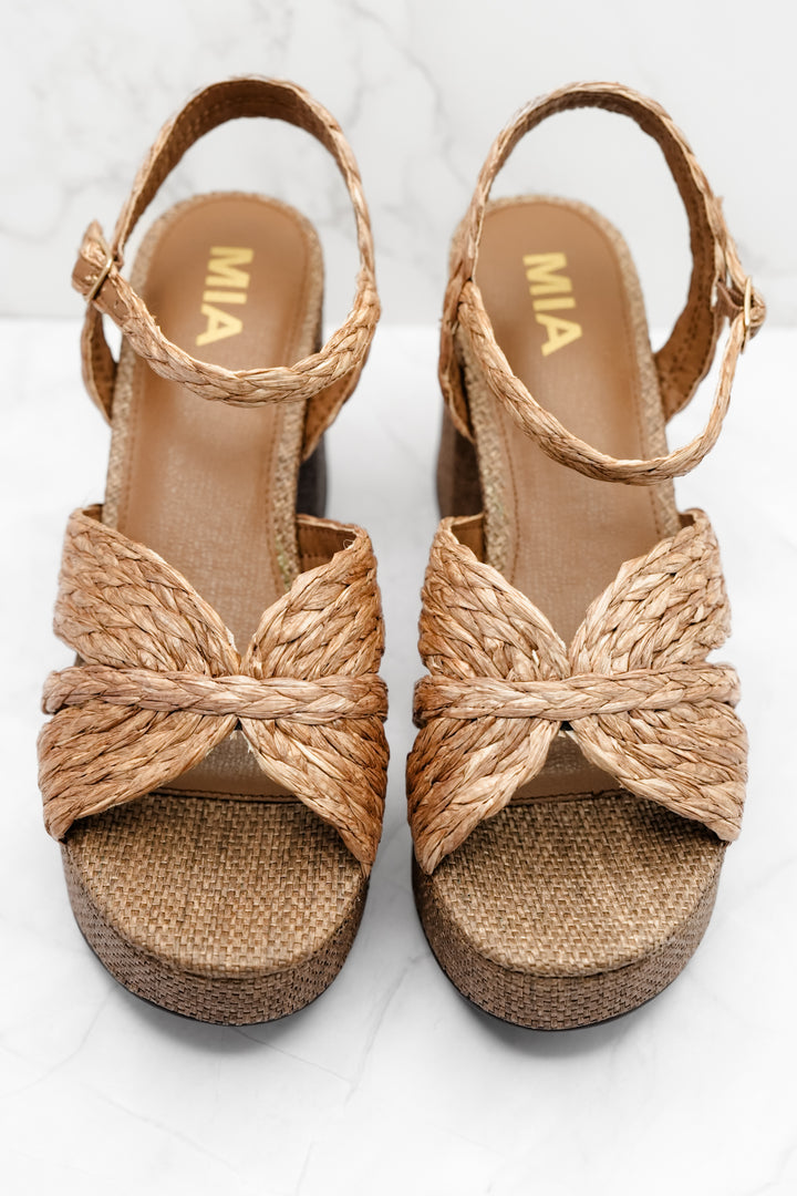MIA Braided Raffia Platform Heel Sandal - Freckled Poppy
