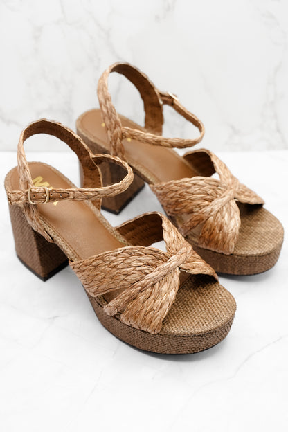 MIA Braided Raffia Platform Heel Sandal