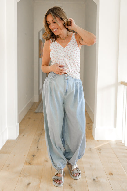 POL Floral Print Sleeveless V Neck Tank Top