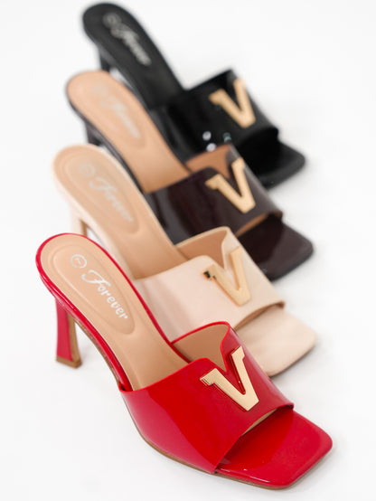 Patent Leather V-Accent Sandal - Freckled Poppy