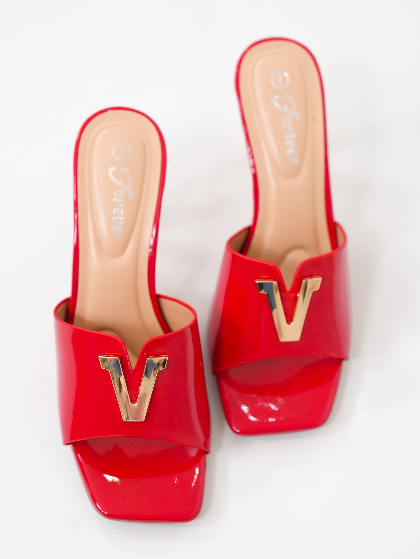 Patent Leather V-Accent Sandal - Freckled Poppy