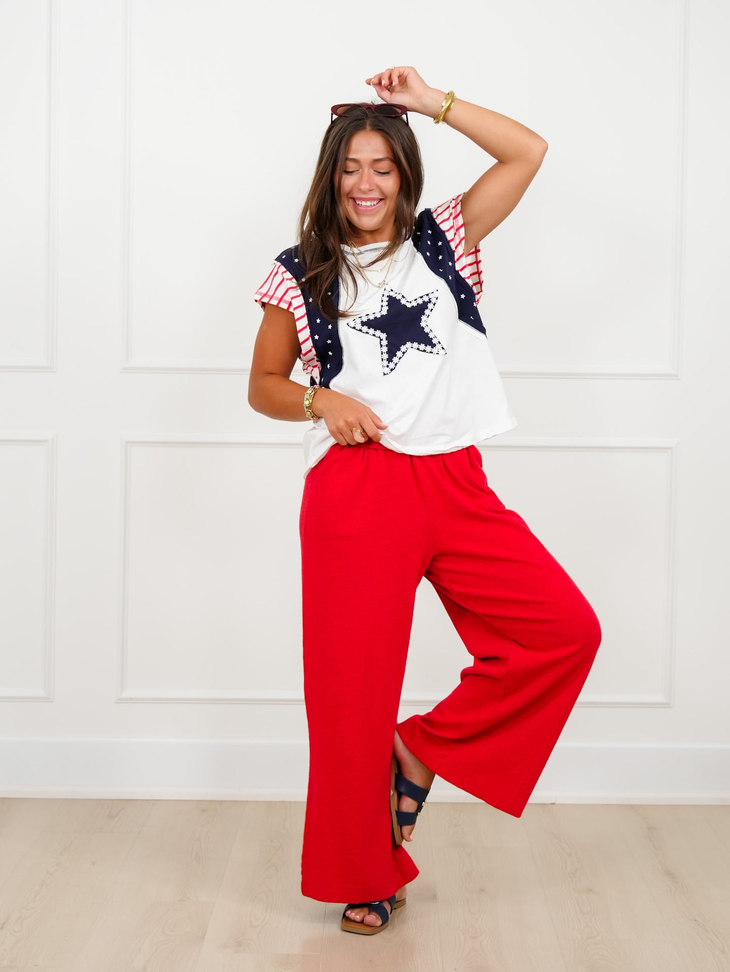Sleeveless Americana Flag Top With Star Patch