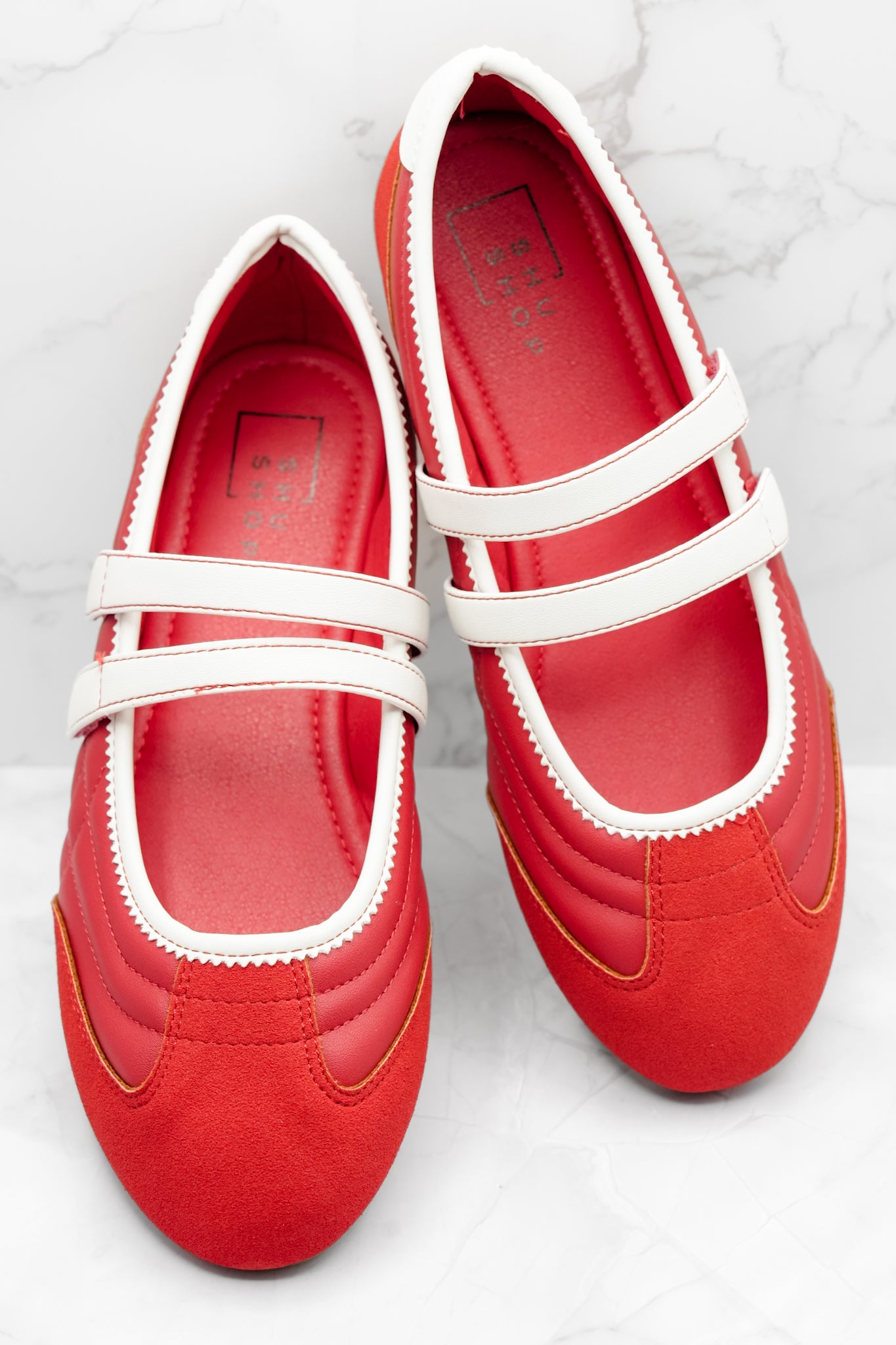 Shu Shop Mary Jane Flat with White Accents