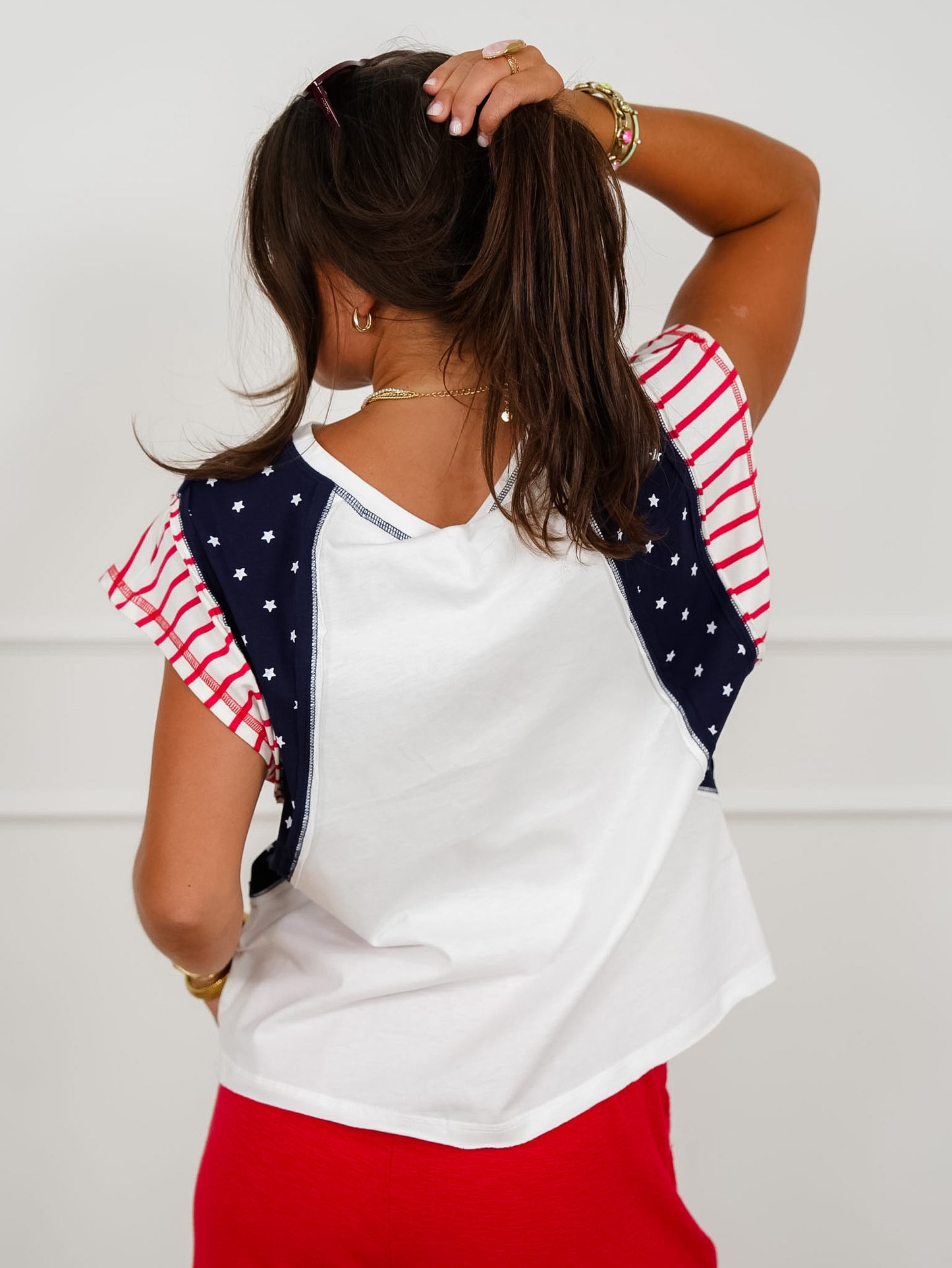 Sleeveless Americana Flag Top With Star Patch