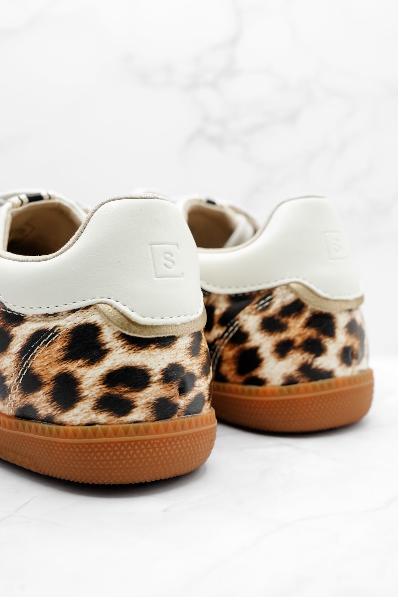 Shu Shop Leopard Print Sneaker with Contrasting Blush Stripes