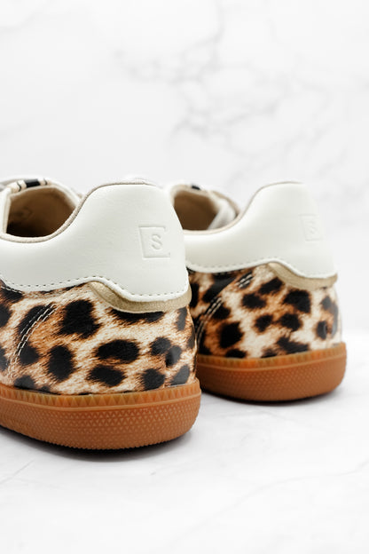Shu Shop Leopard Print Sneaker with Contrasting Blush Stripes