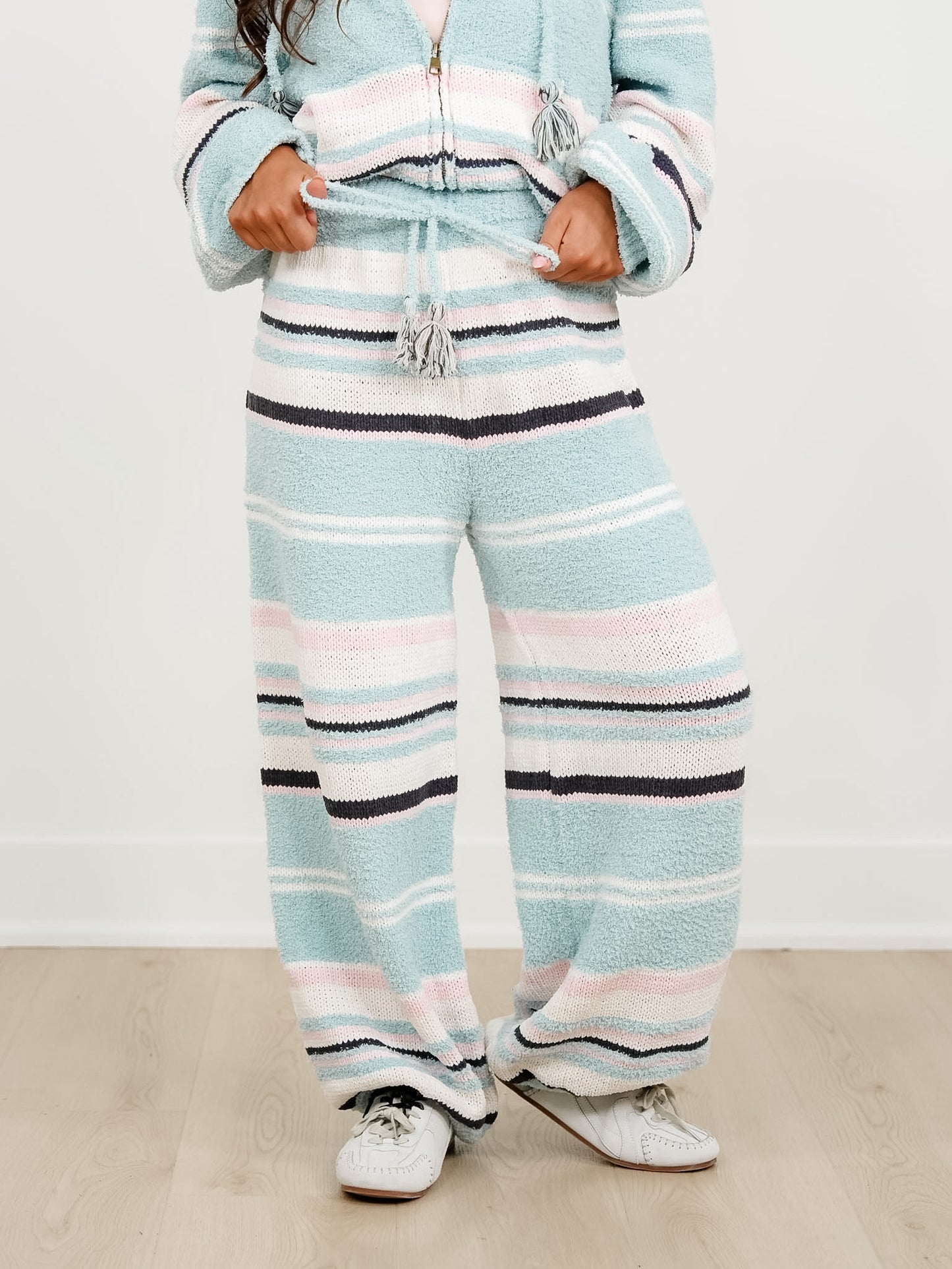 POL Stripe Elastic Waist Wide Leg Sweater Pants