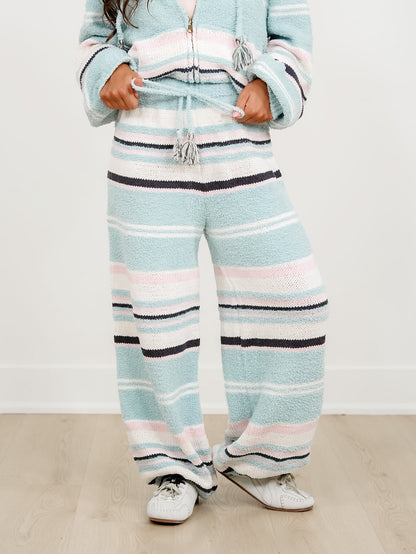 POL Stripe Elastic Waist Wide Leg Sweater Pants