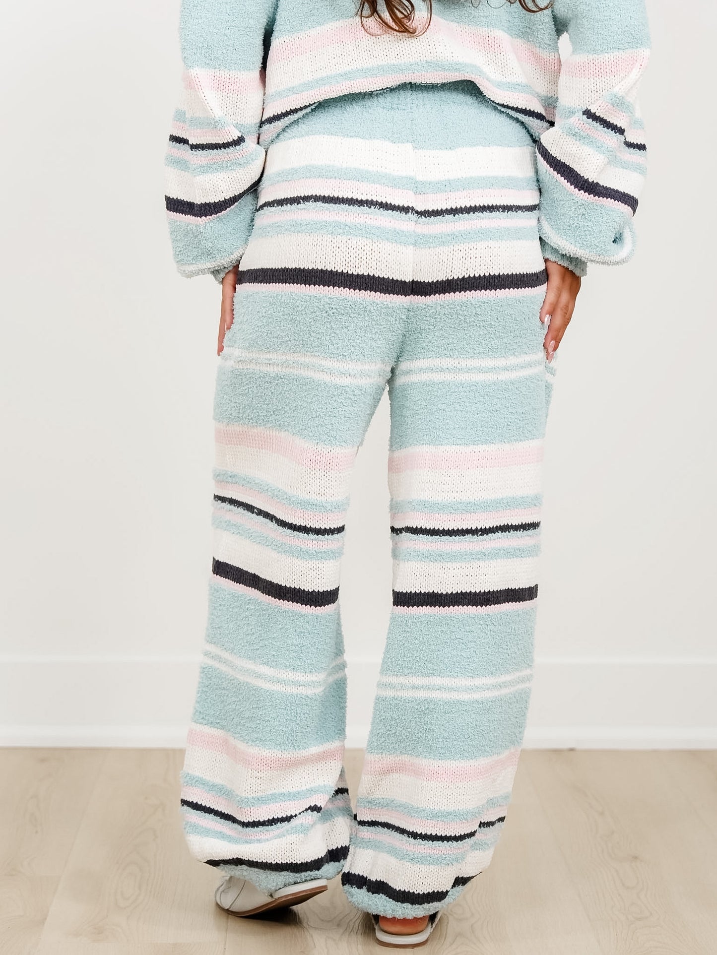 POL Stripe Elastic Waist Wide Leg Sweater Pants