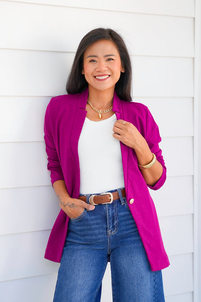 Door Buster! Plus/Reg Solid Long Sleeve Fitted Blazer