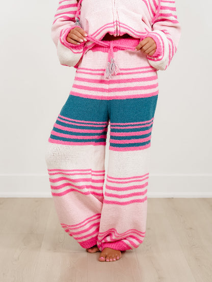 POL Stripe Elastic Waist Wide Leg Sweater Pants