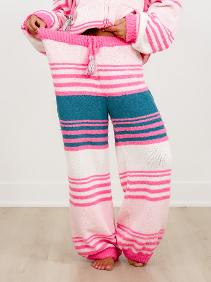POL Stripe Elastic Waist Wide Leg Sweater Pants