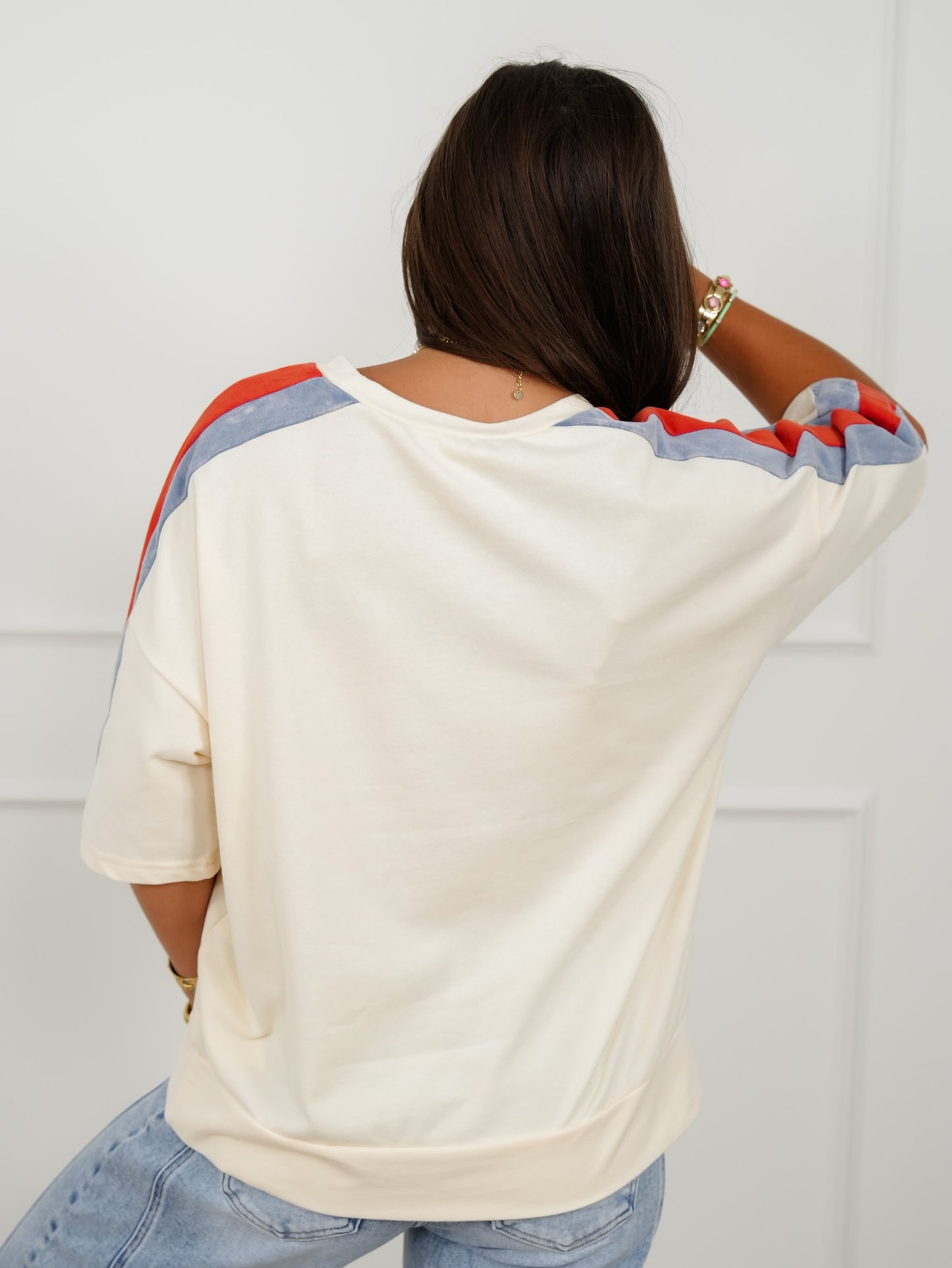 Stripe Short Sleeve Top With Star Patch