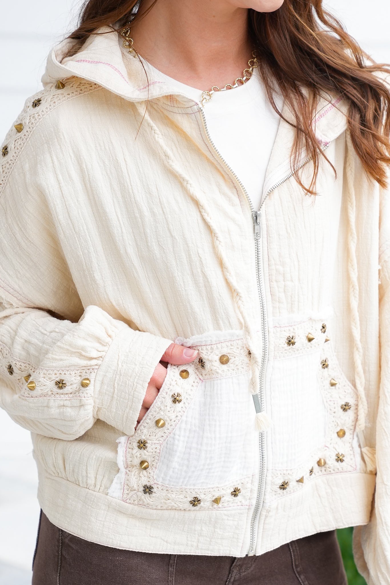 POL Long Sleeve Zip Up Hoodie Jacket