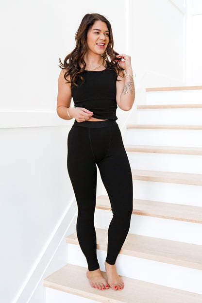 Solid Baby Ribbed High Waist Leggings