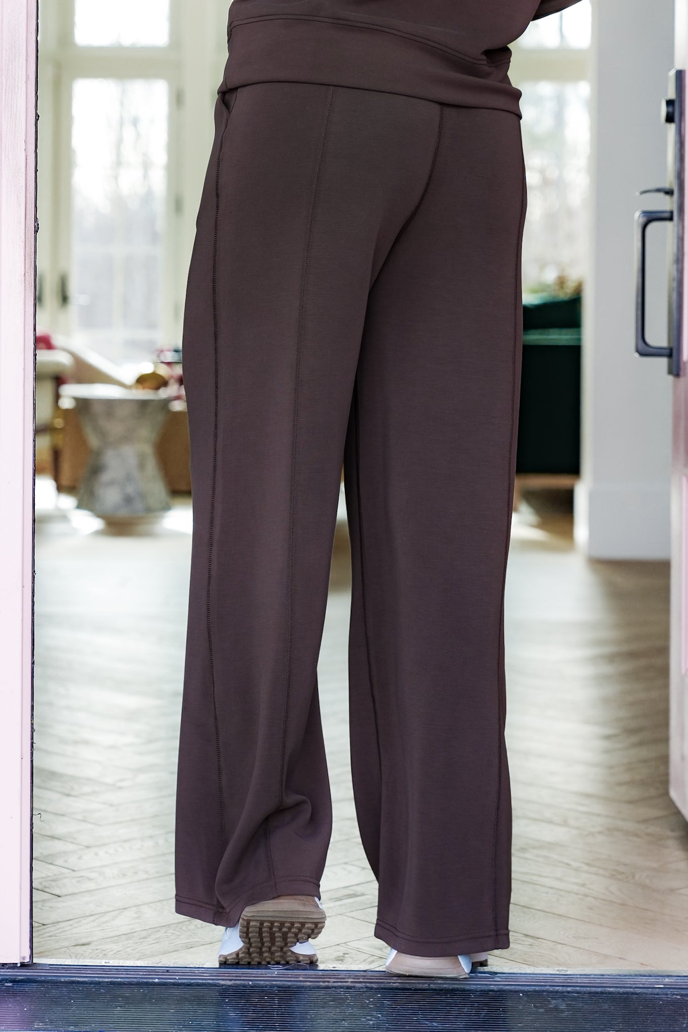 Elastic Waist Wide Leg Scuba Pants