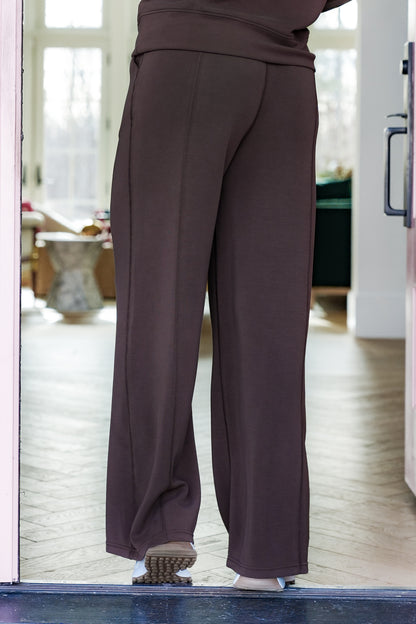Elastic Waist Wide Leg Scuba Pants
