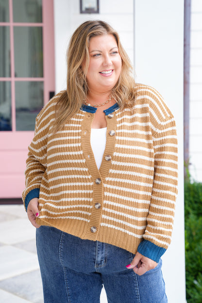 Stripe Long Sleeve Button Down Cardigan